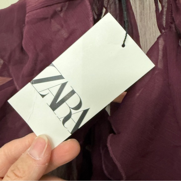 Zara Deep Burgundy Ruffle Blouse - Picture 3 of 5